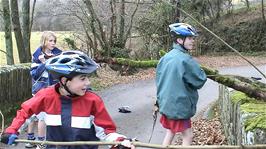 Joe goes overboard in his game of Pooh Sticks with Keir